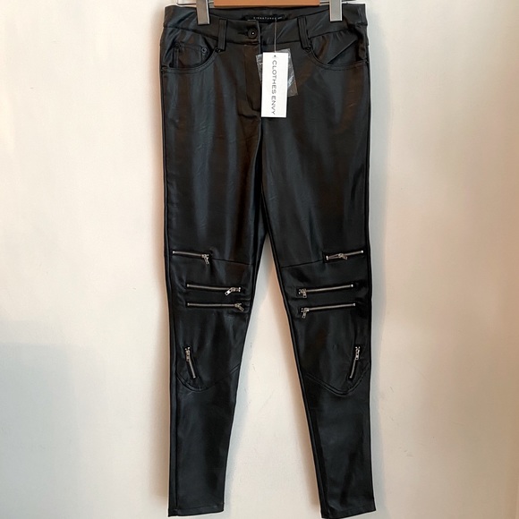 Signature 8 Faux Leather Stretch Zipper Pants - Picture 1 of 6